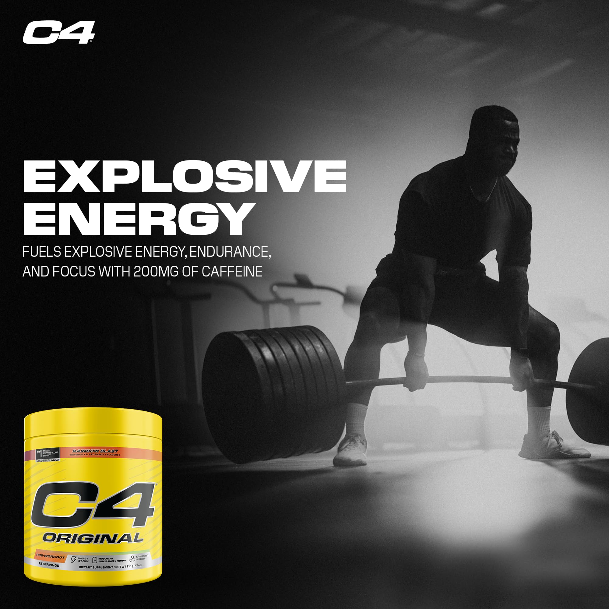 Deportista preparando batido C4 en el gimnasio para mejorar el rendimiento