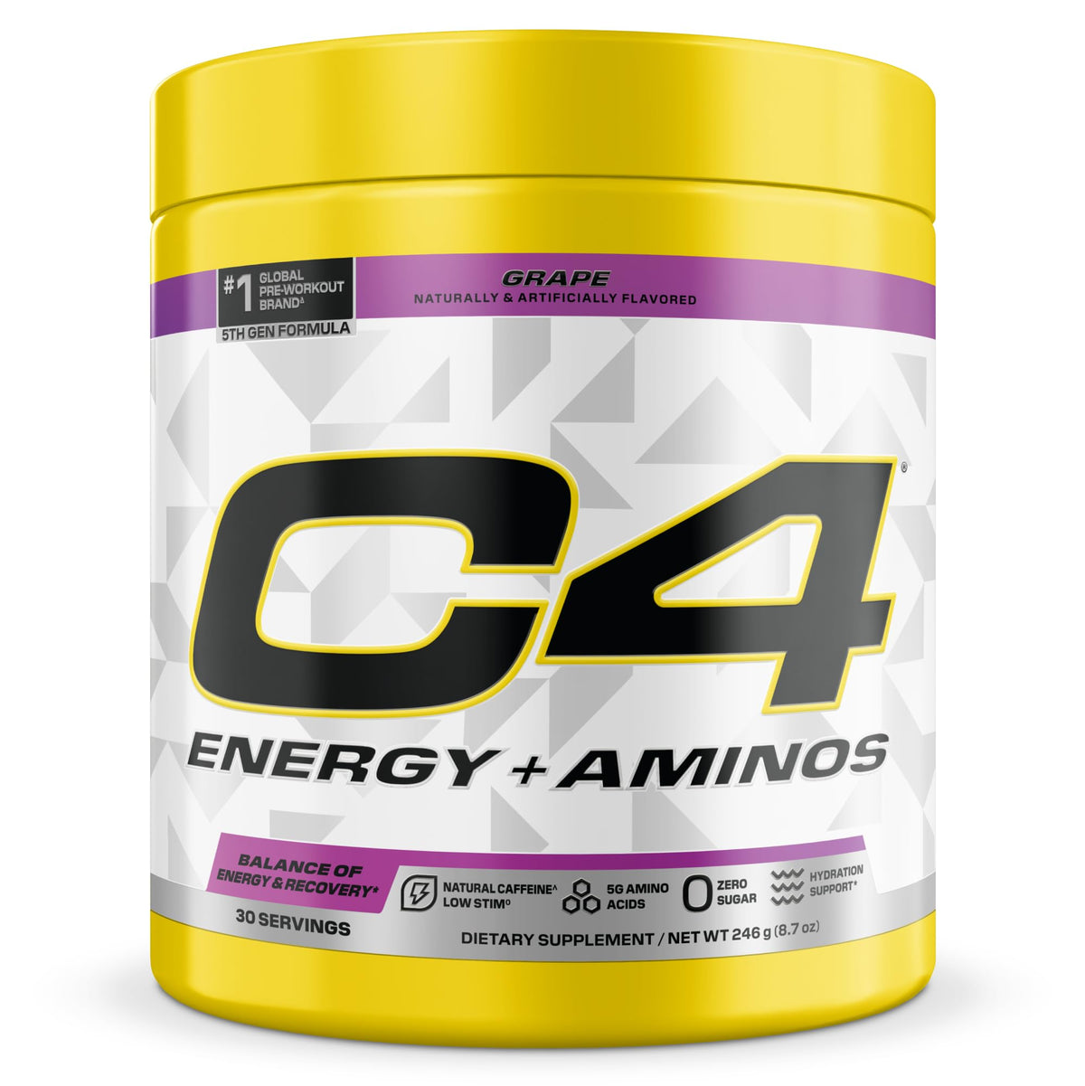 C4 envase frontal sabor uva mostrando beneficios energéticos