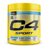C4 frasco frontal ICY Blue Razz mostrando envase y beneficio energético