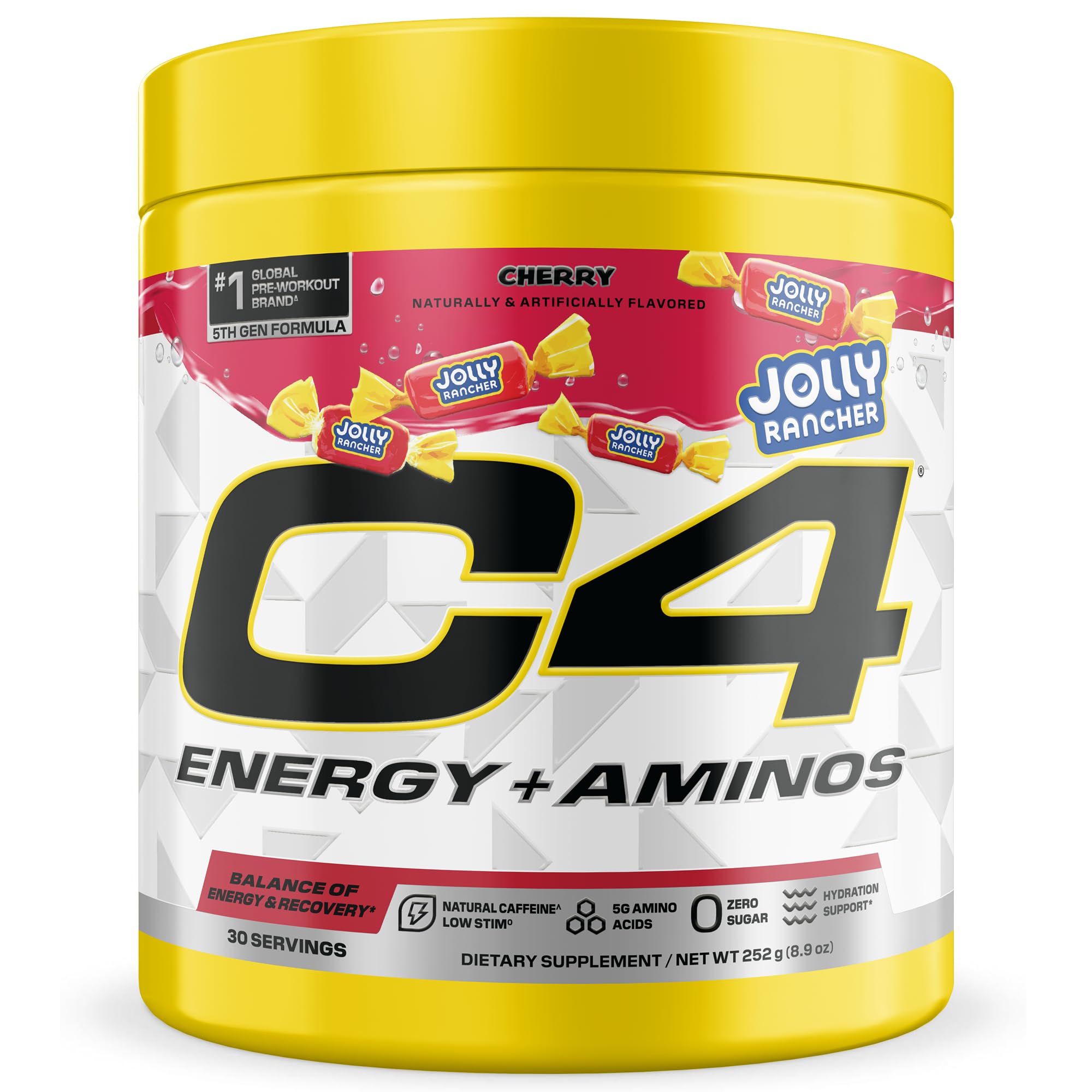 C4 envase frontal Jolly Rancher Cherry mostrando presentación y beneficios