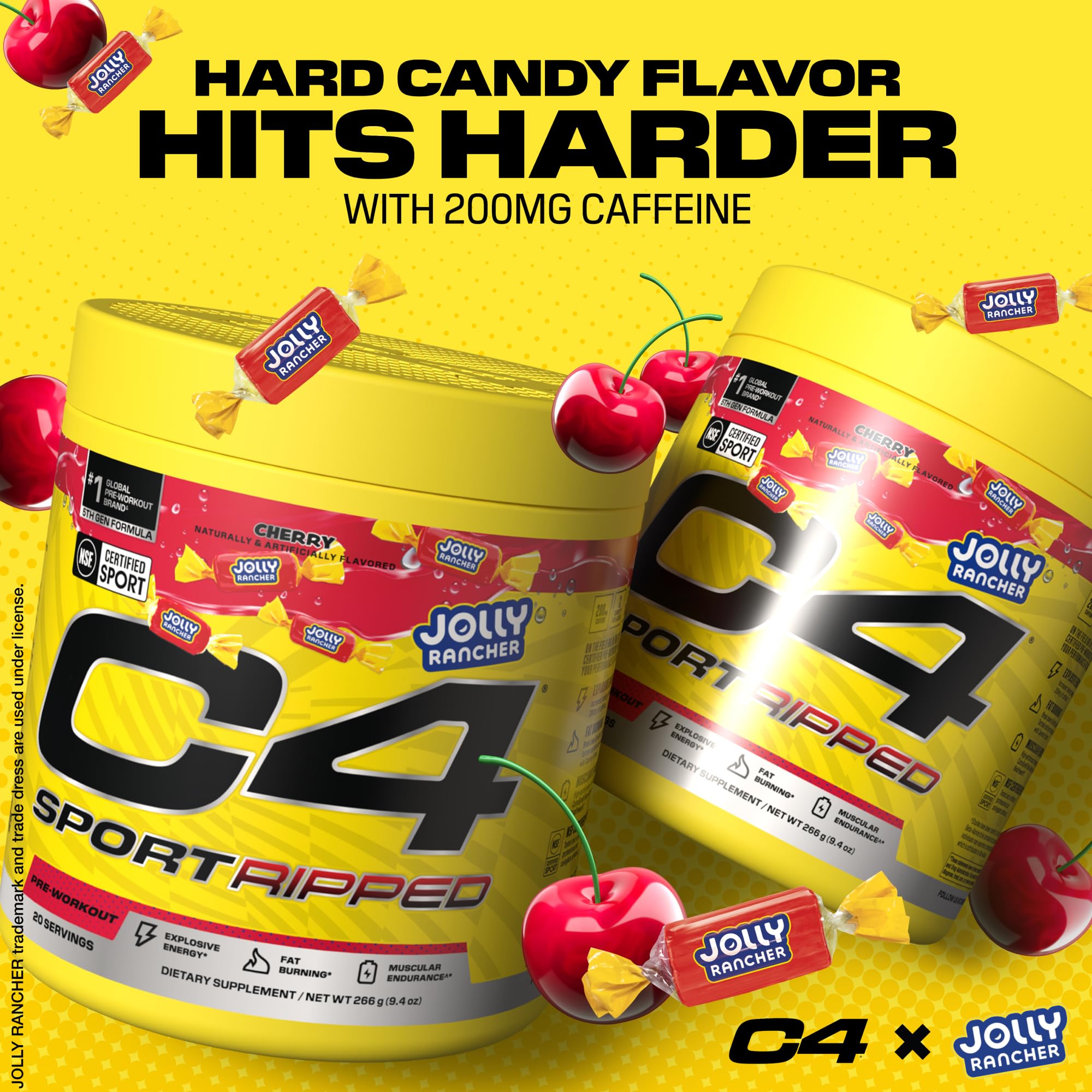 C4 JOLLY RANCHER Cherry atleta mezclando antes de entrenar, energía inmediata
