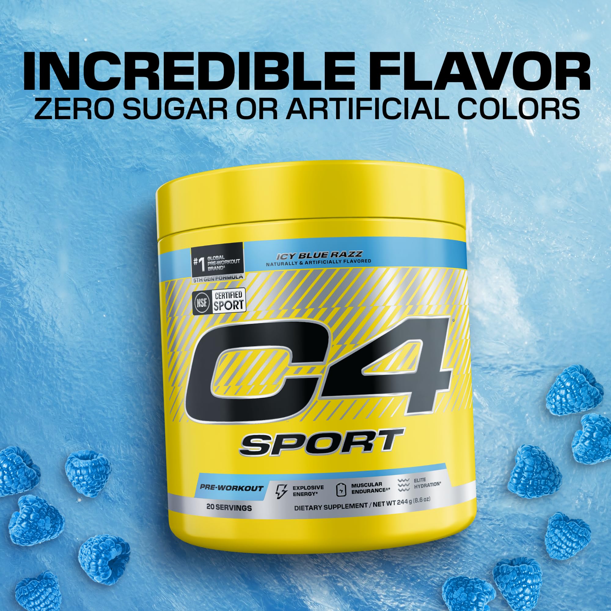 C4 etiqueta NSF Certified for Sport en primer plano, confianza para atletas