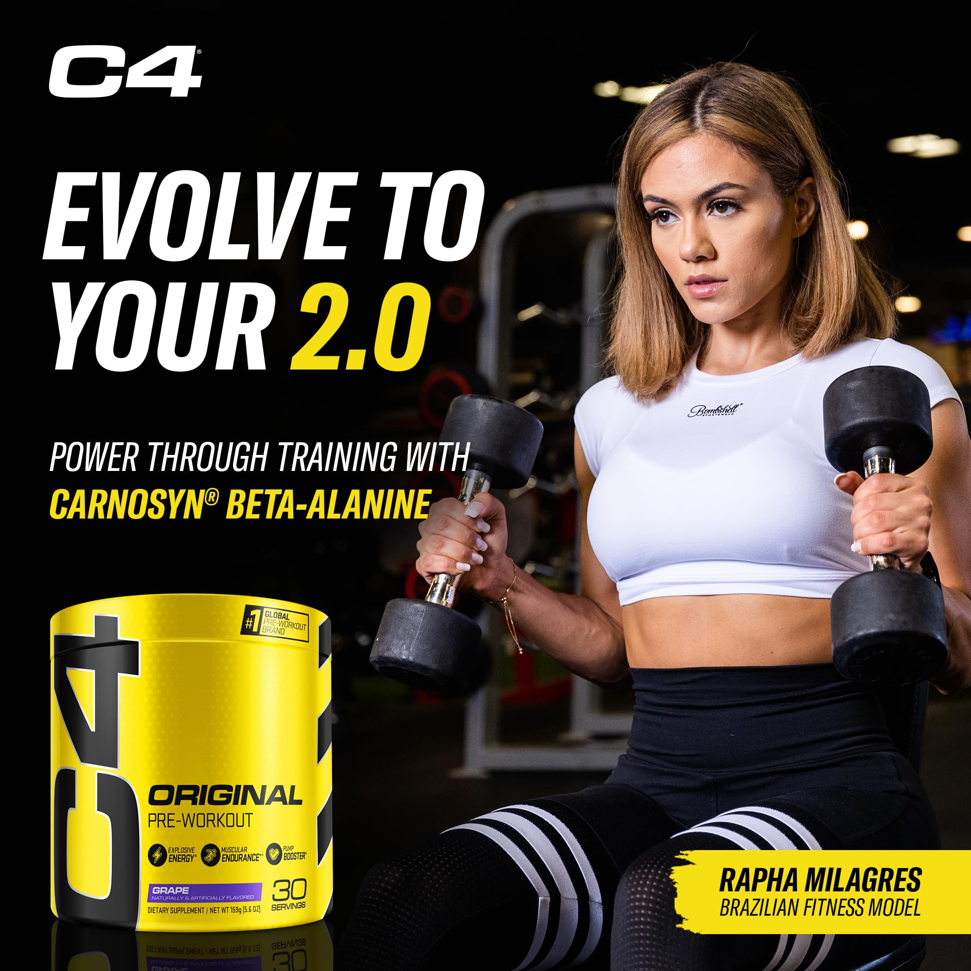 C4 envase abierto con etiqueta visible informando ingredientes clave