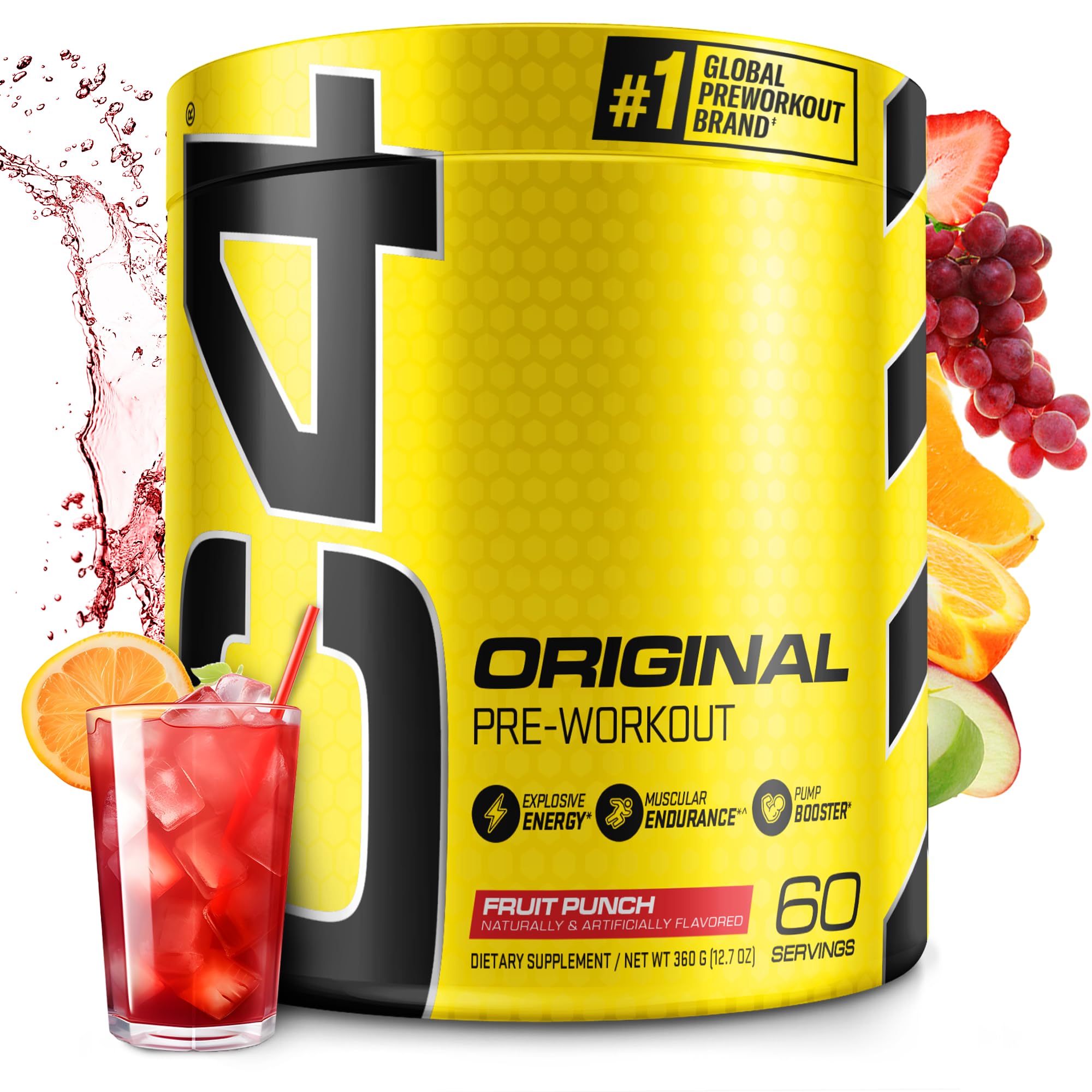 C4 envase frontal Fruit Punch mostrando diseño y beneficios energéticos
