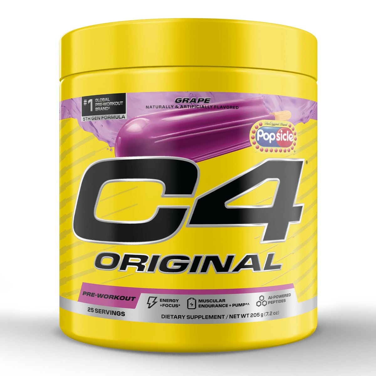 C4 frontal del envase Popsicle Grape mostrando diseño y beneficios visibles