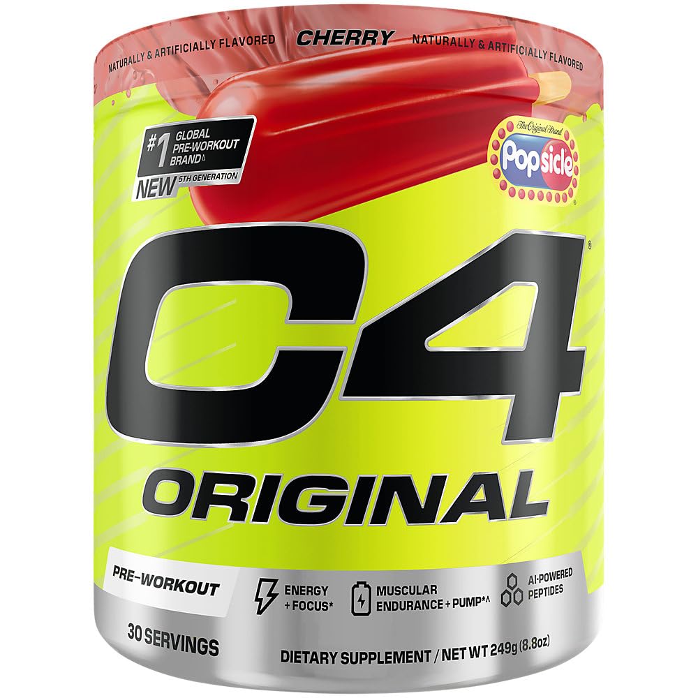 C4 frontal del envase Popsicle Cherry mostrando la etiqueta y beneficios