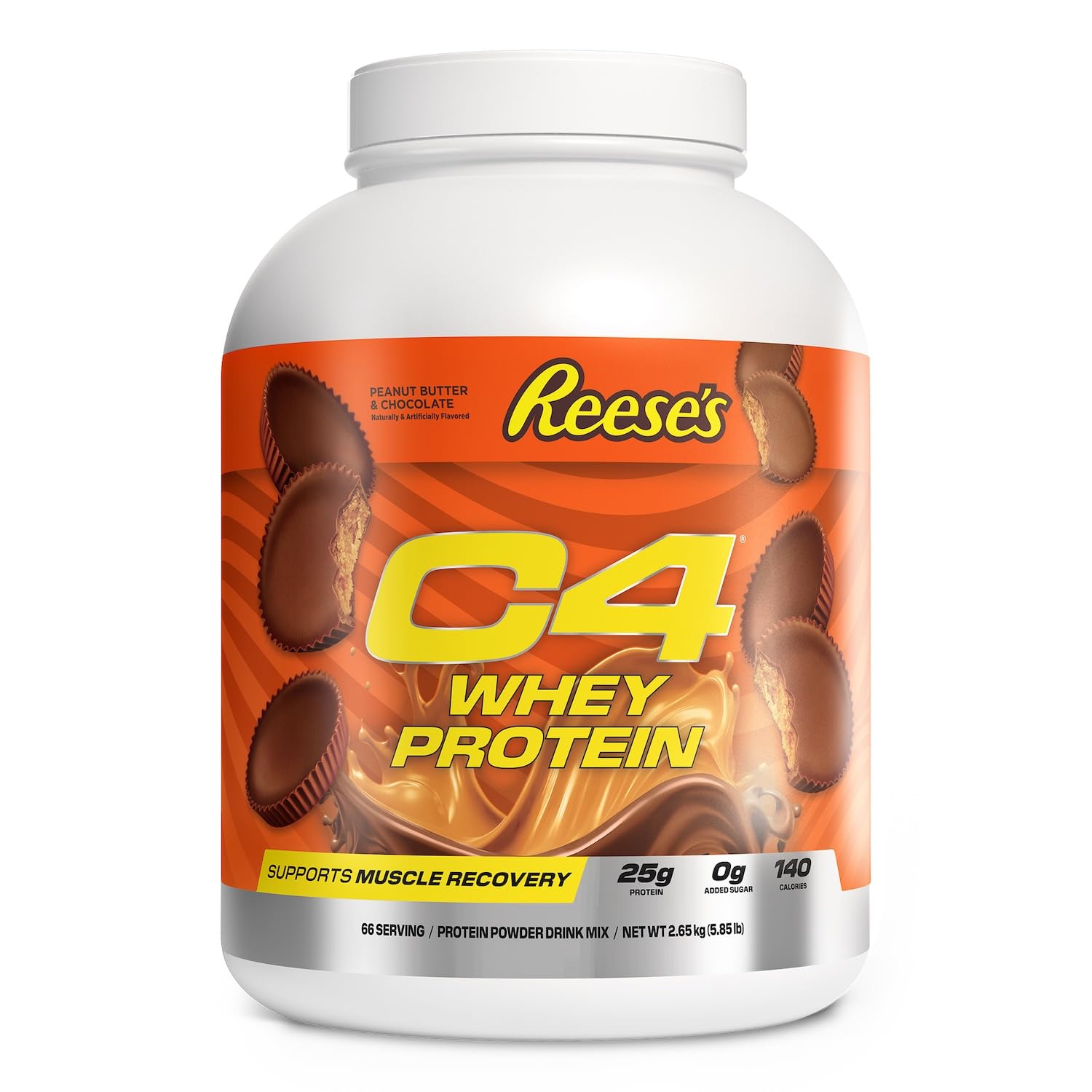 C4 Reese’S vista frontal del envase mostrando la marca y sabor para identificación rápida