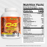 C4 Reese’S primer plano del polvo y scoop mostrando textura fina y solubilidad