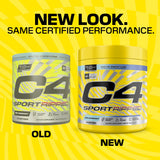 Vaso con C4 Ripped mezclado, bebida lista para entrenar y aumentar la energía