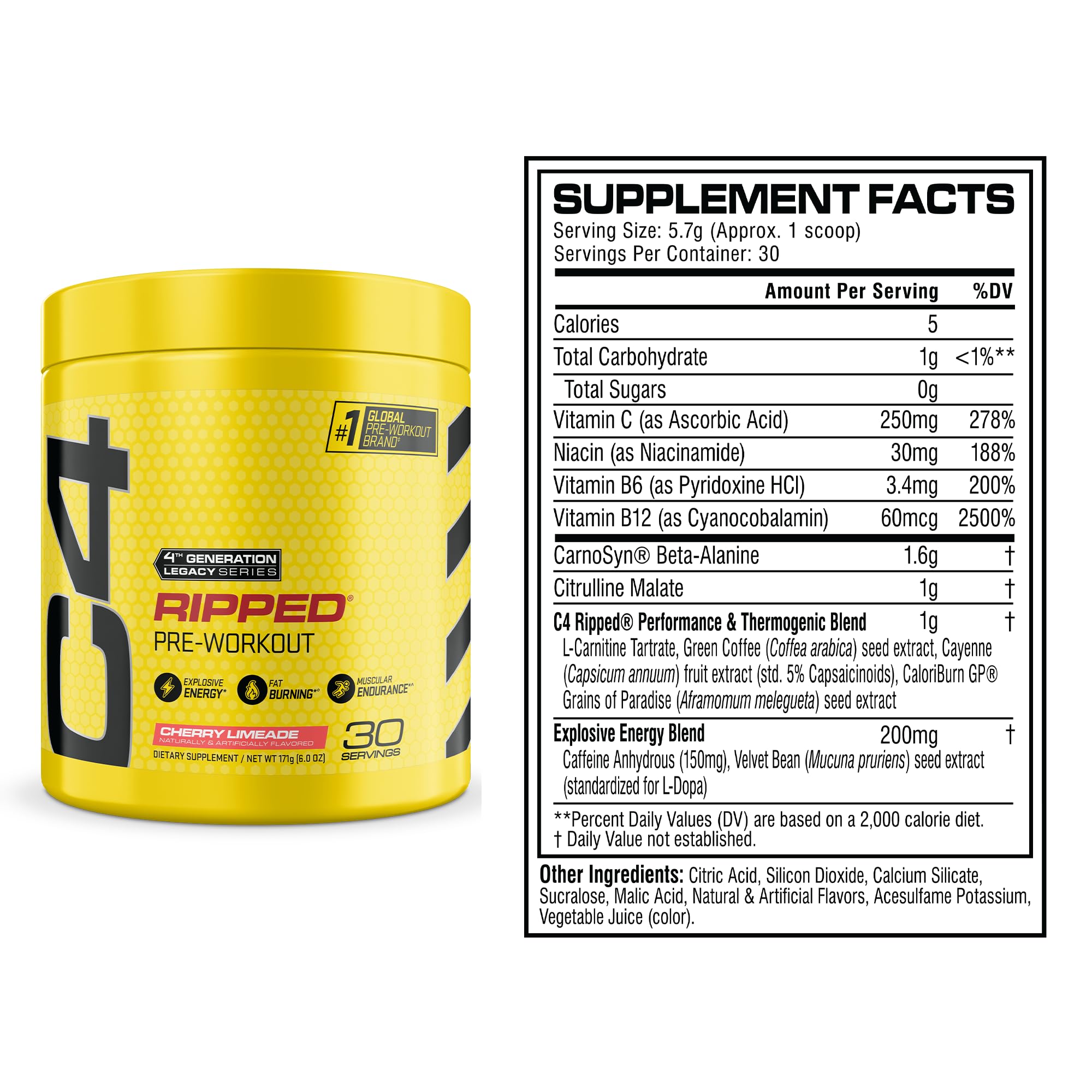 C4 Ripped polvo textura en cuchara mostrando mezcla soluble y energía pre entreno