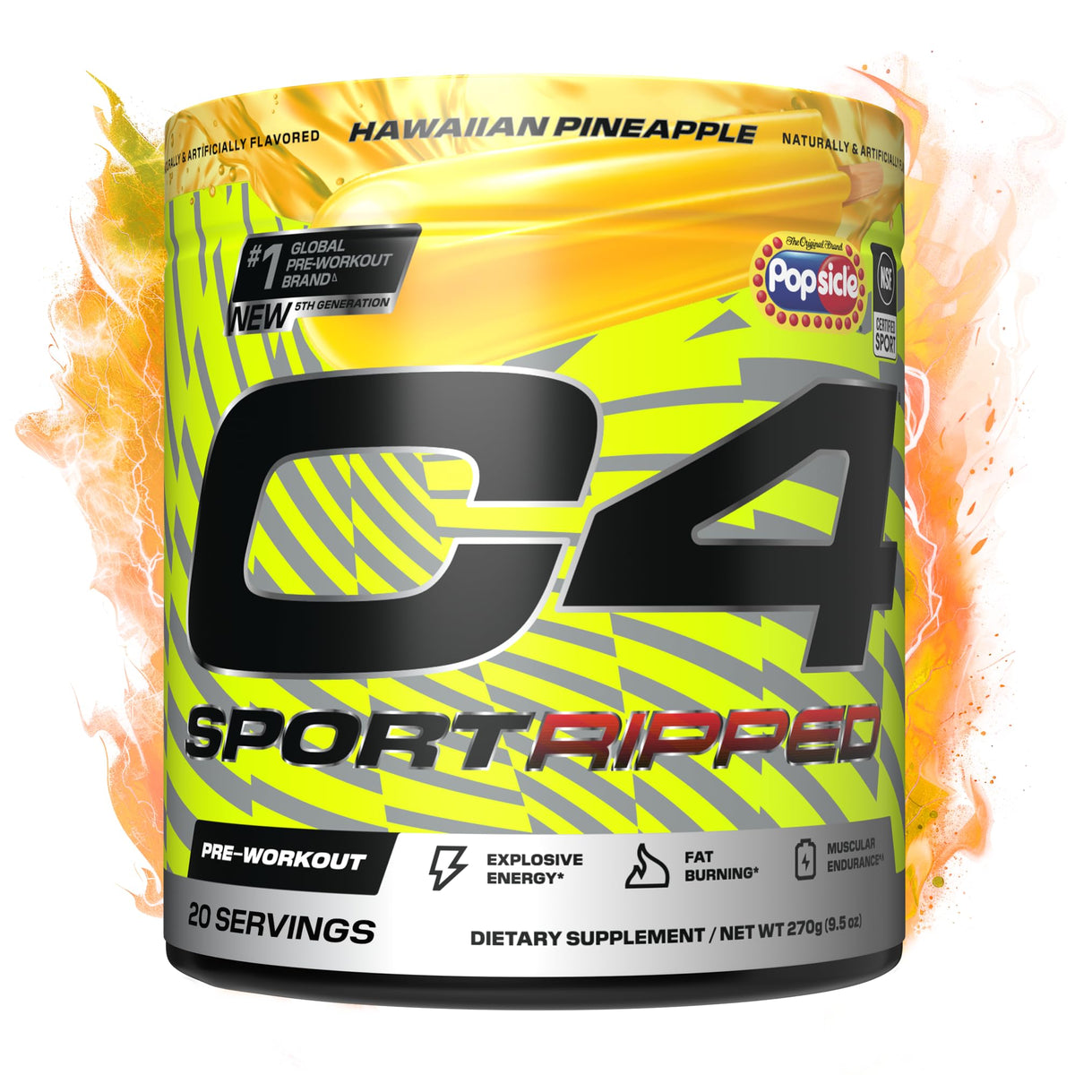 C4 envase frontal mostrando diseño y sabor Hawaiian Pineapple que inspira confianza