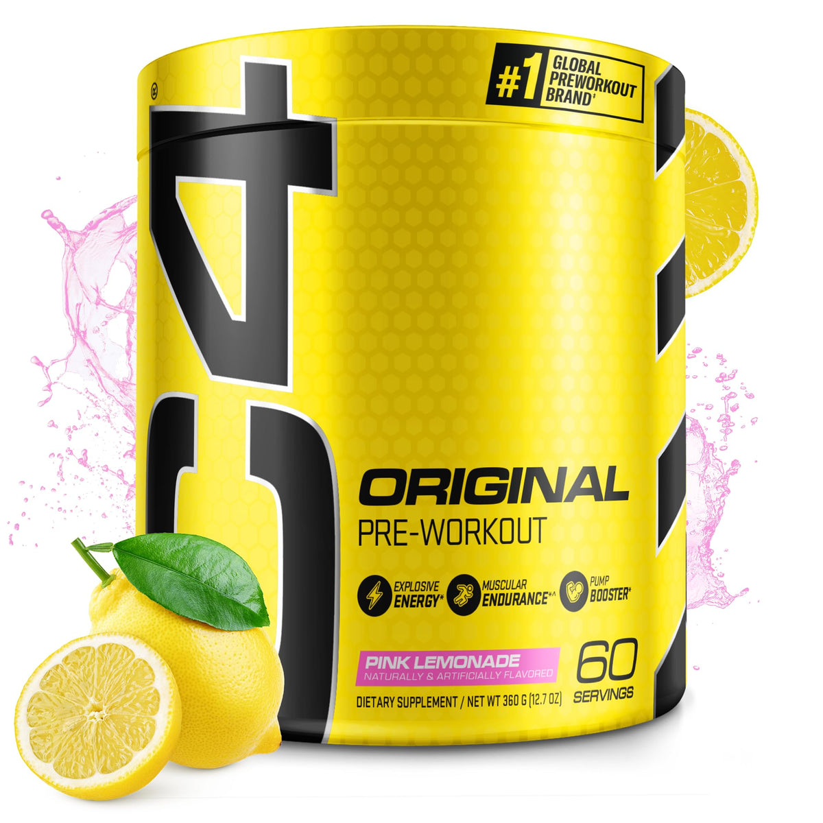 C4 tarro frontal Pink Lemonade mostrando marca y beneficios energéticos
