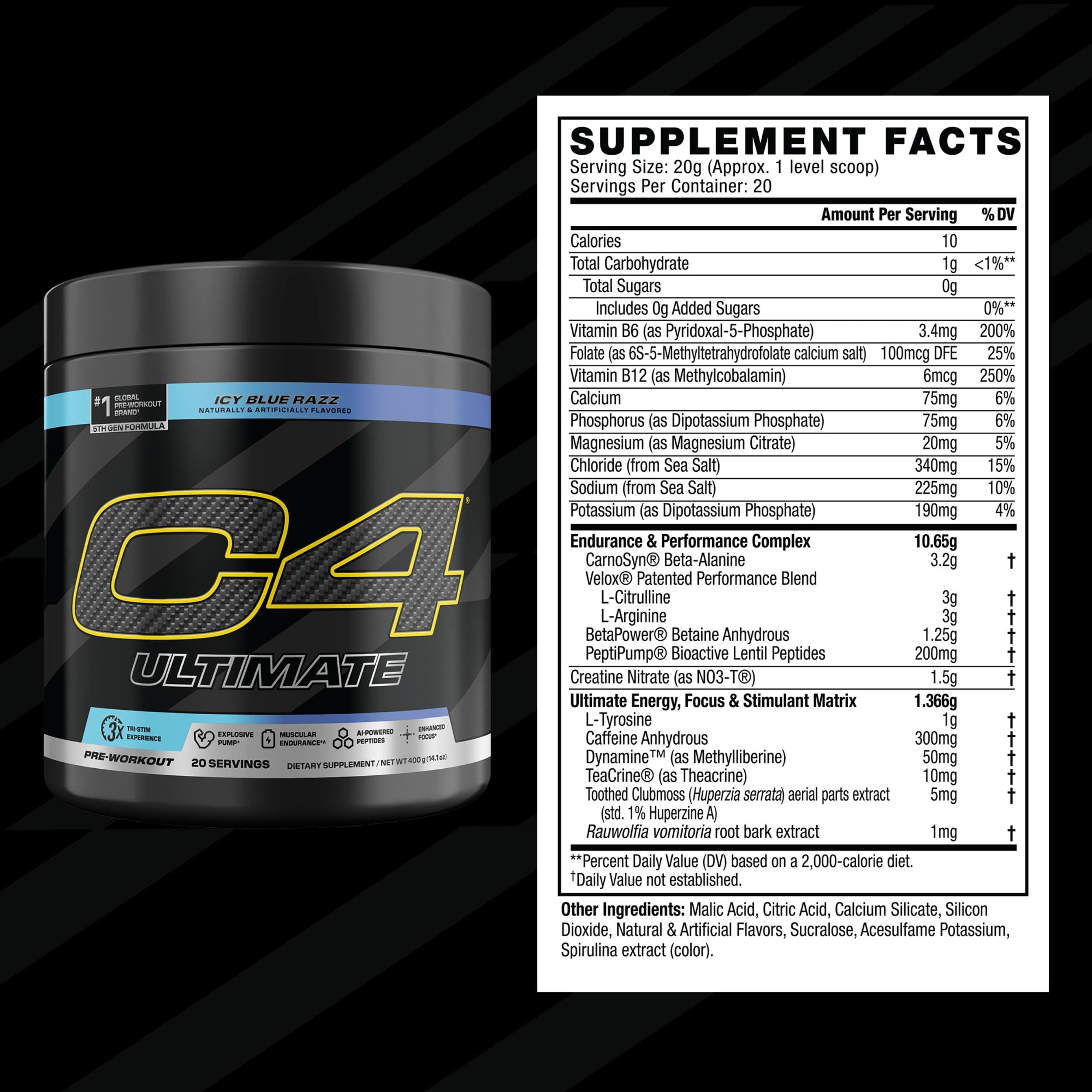 Cucharada medidora de C4 Ultimate lista para mezclar, control de dosis