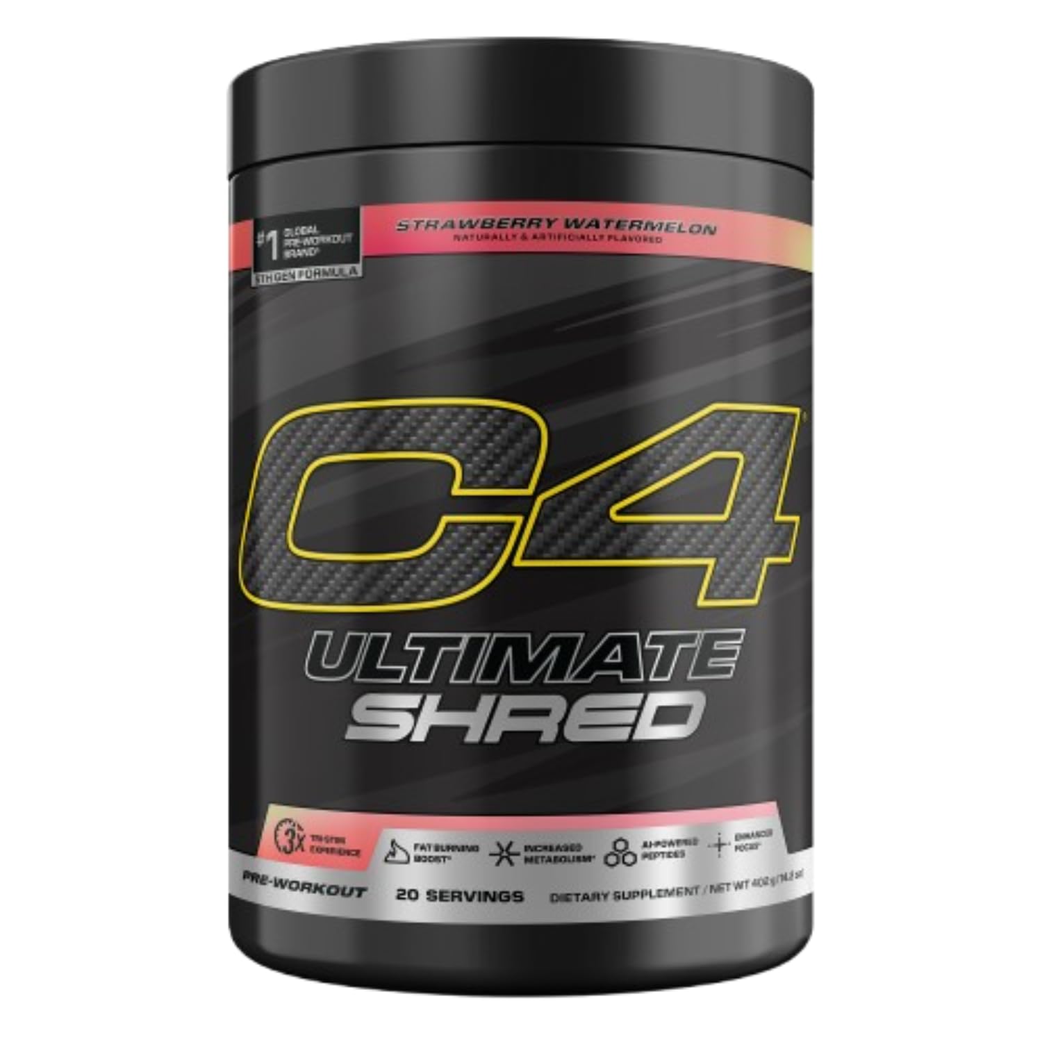C4 envase frontal mostrando etiqueta y beneficio energizante