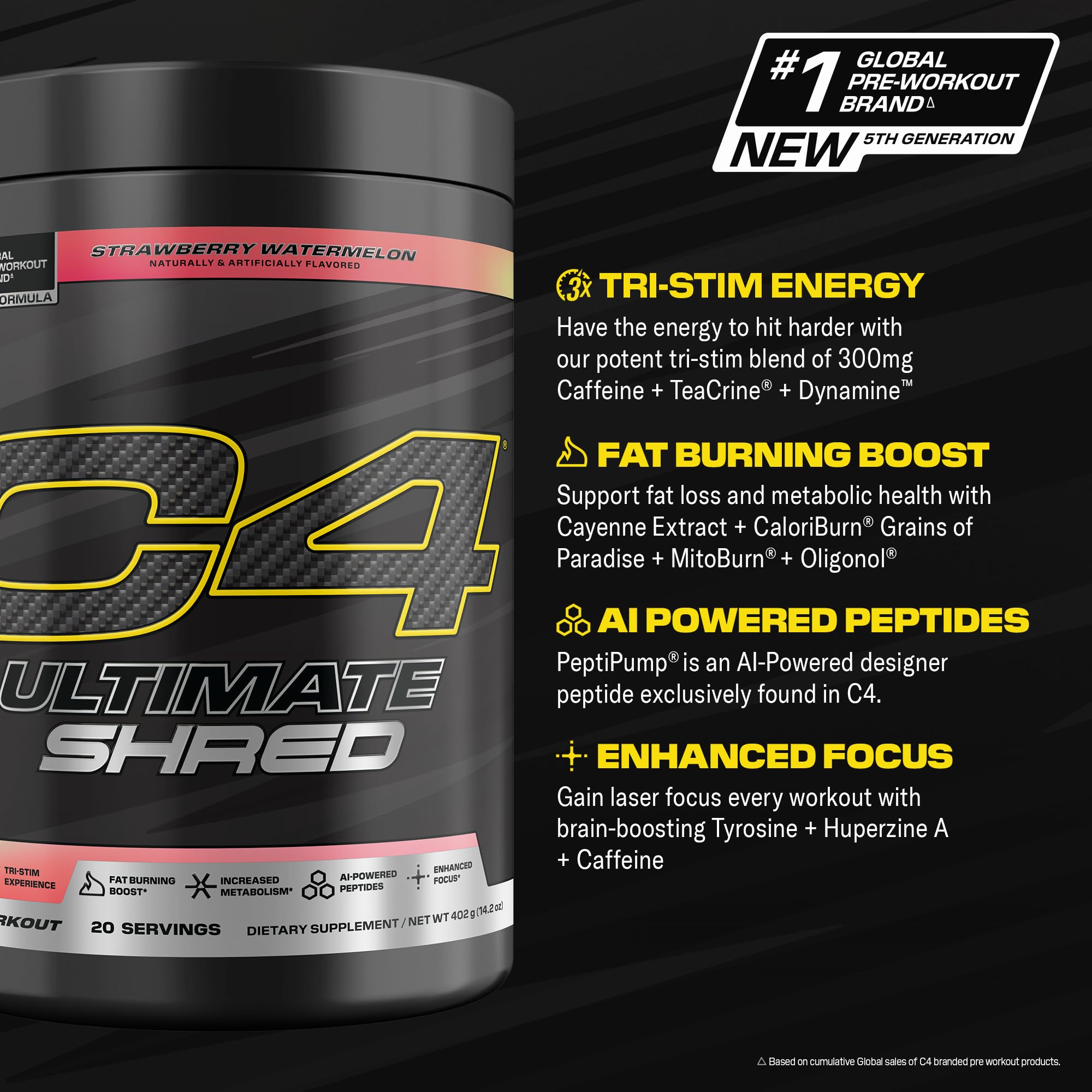 C4 vaso mezclado en mano antes de entrenar para energía inmediata