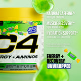 C4 vaso preparado con hielo y color verde, refresca y energiza al instante
