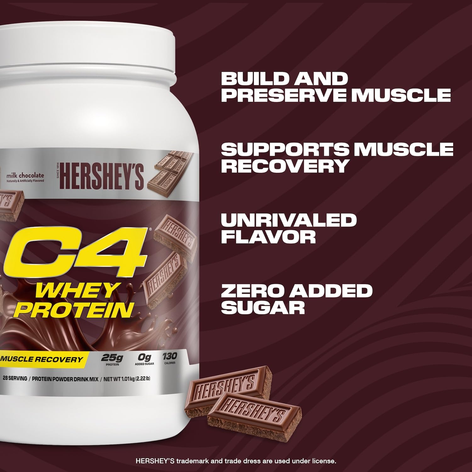 C4 Whey HERSHEY'S batido servido en vaso listo para consumo postentreno