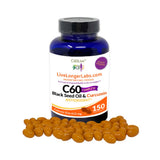 C60live frasco y caja frontal mostrando etiqueta clara y beneficio antioxidante