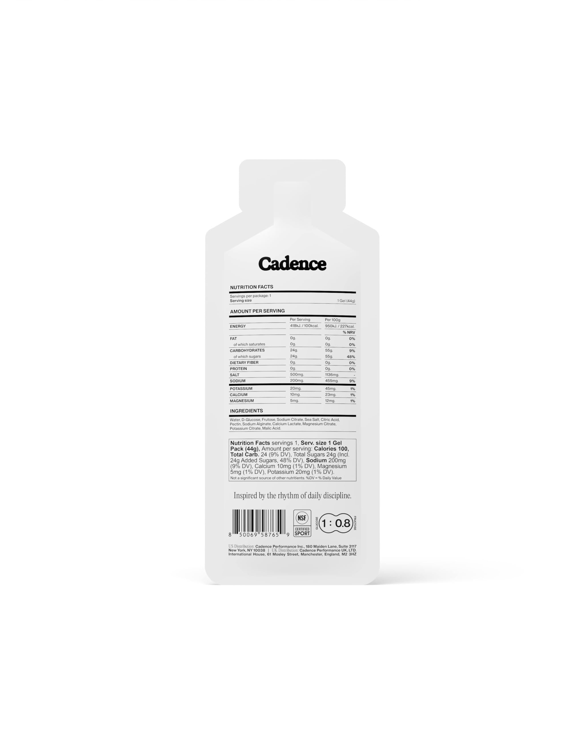Cadence gel abierto vertiendo contenido para ilustrar consistencia