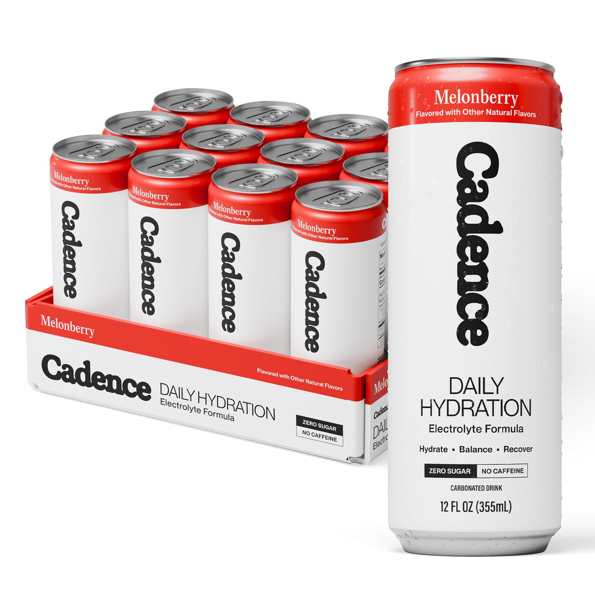 Cadence lata frontal mostrando etiqueta y sabor melonberry para hidratación