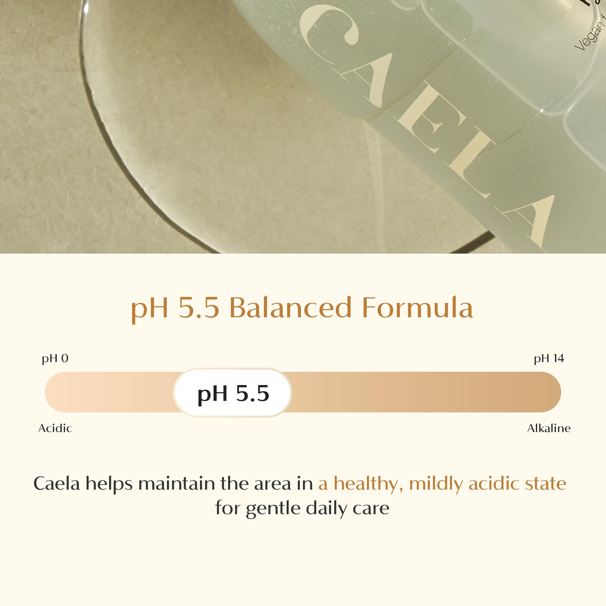 CAELA botella de 200 ml junto a un objeto de referencia para comparar tamaño, práctico para uso diario