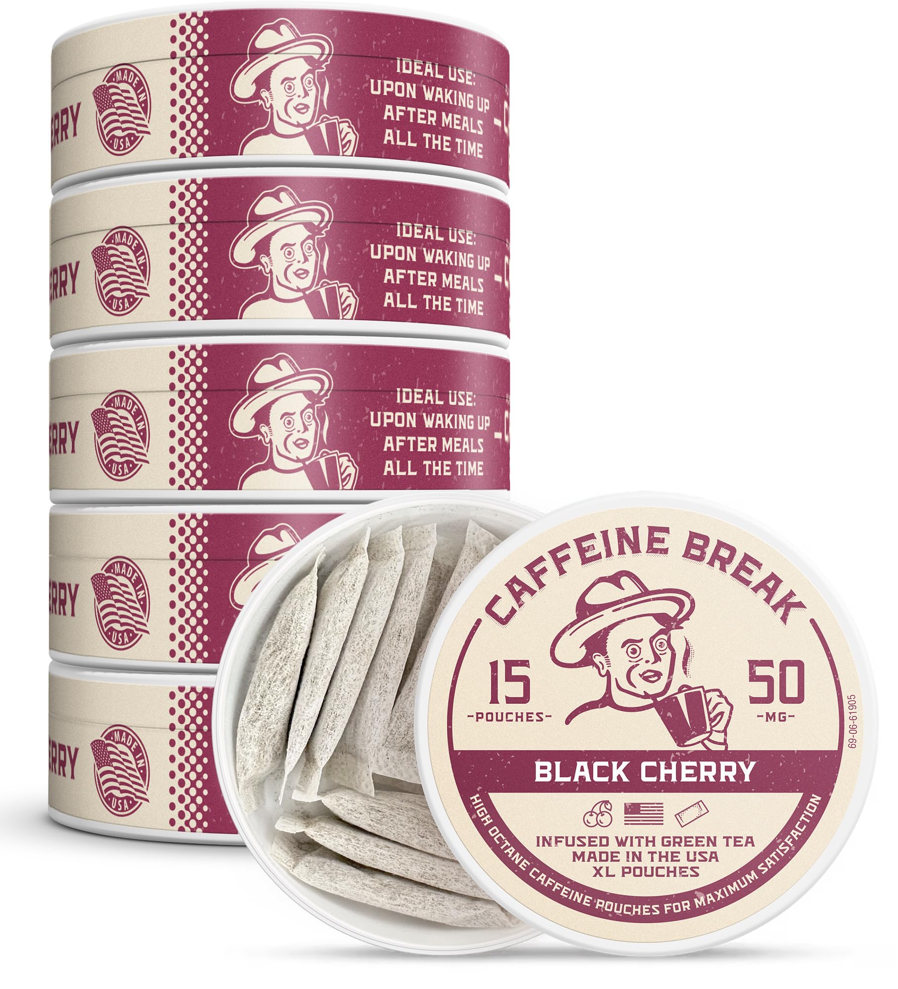 Caffeine Break ALP Supply Co frente del envase mostrando latas y marca, facilidad de transporte