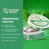 Caffeine Break pouch junto a monedero para comparar tamaño y llevar