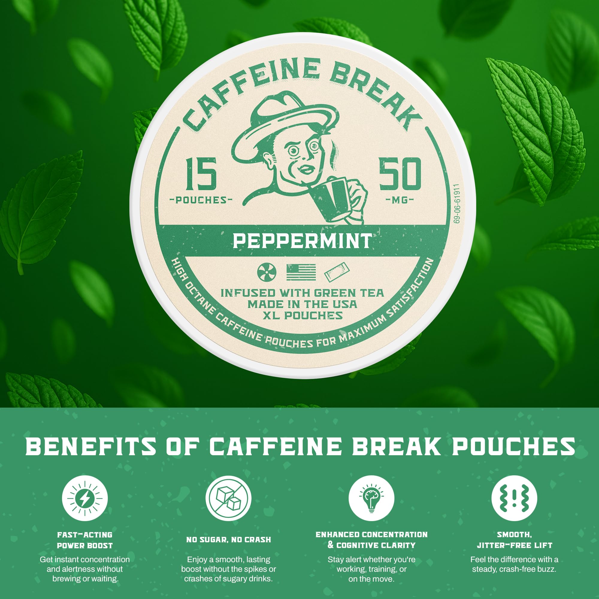 Caffeine Break etiqueta informativa con ingredientes y seguridad clara
