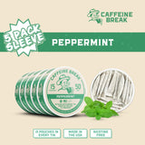 Caffeine Break pouch en uso en boca para energía discreta y rápida