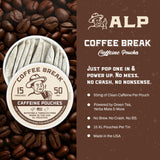 Caffeine Break bolsitas dentro de lata abiertas para frescura visible