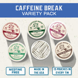 Caffeine Break sobre abierto mostrando contenido y liberacion de sabor
