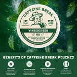 Caffeine Break latas abiertas con pouches visibles que muestran el contenido de cada tin