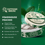 Caffeine Break detalle de la etiqueta con información de cafeína y fabricación en USA
