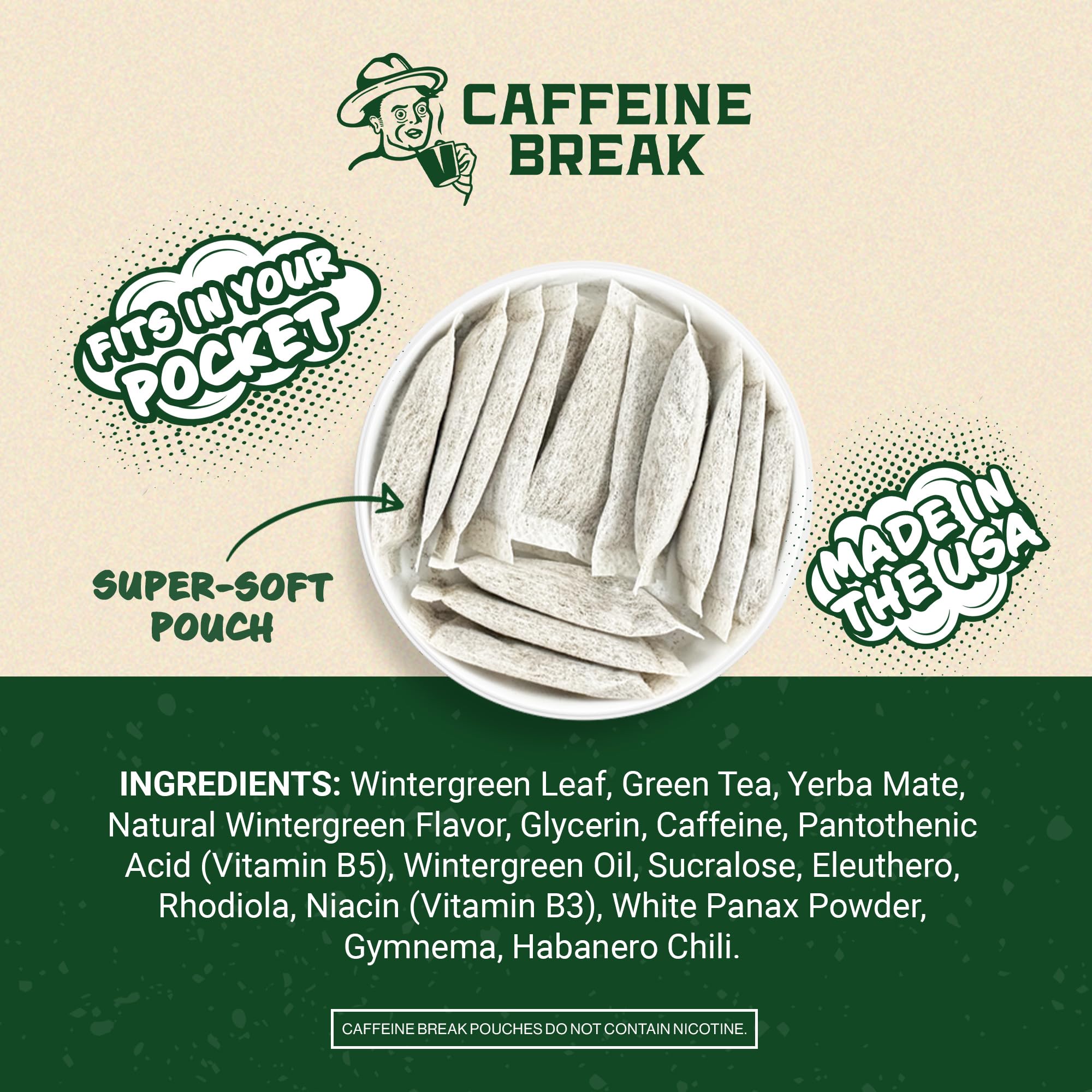 Caffeine Break pouch en mano demostrando uso discreto y sin residuos
