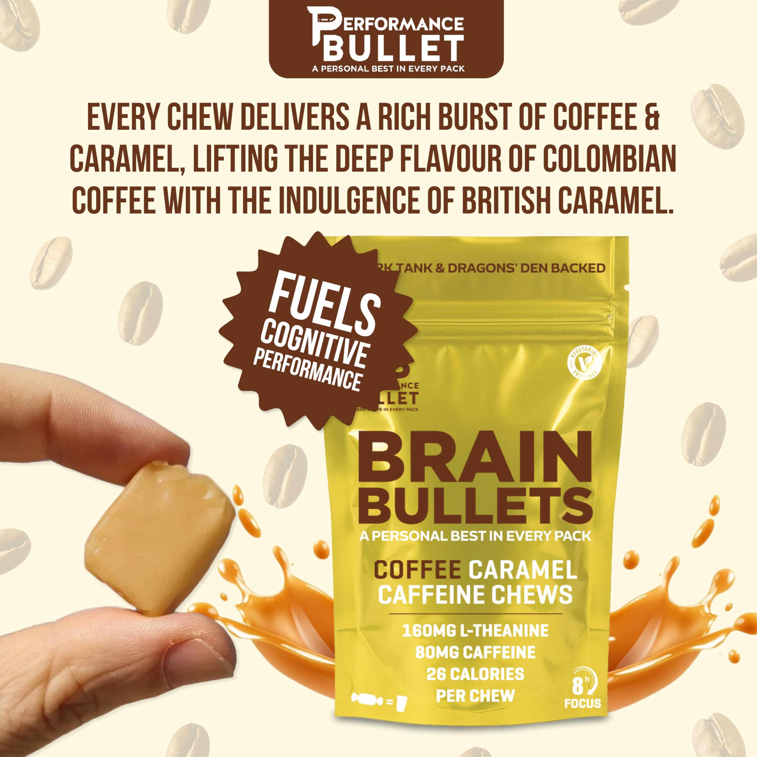 Caffeine Bullet comparación de tamaño en mano para escala práctica