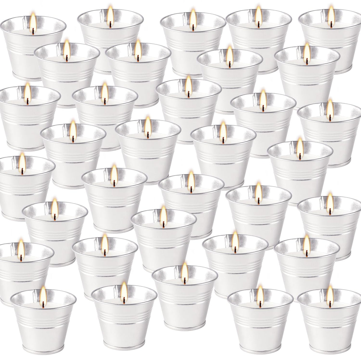 CAKETYCG vista frontal del paquete de 32 velas, ideal para ambientar patios