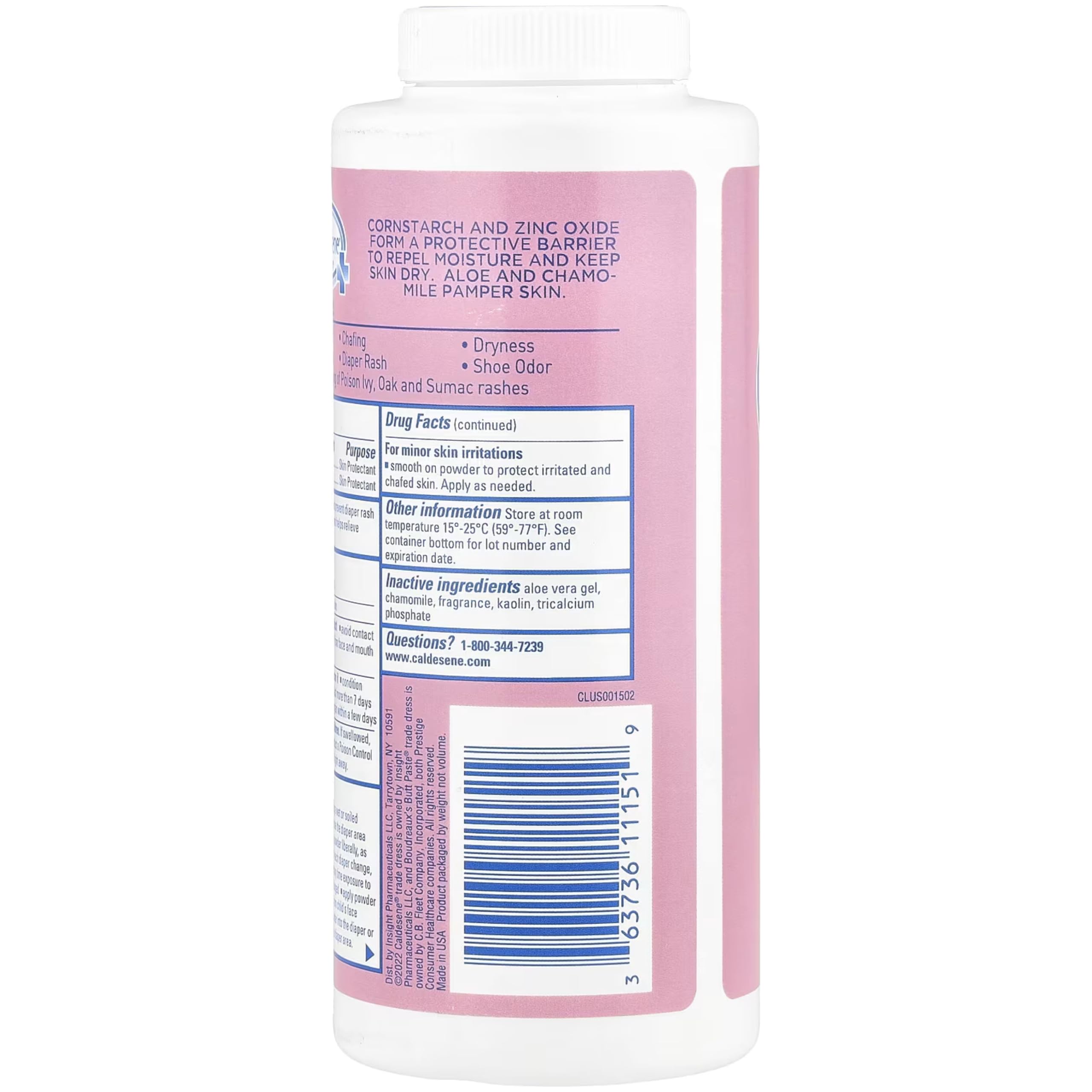 Caldesene envase 5 oz comparación de tamaño, compacto para viajes