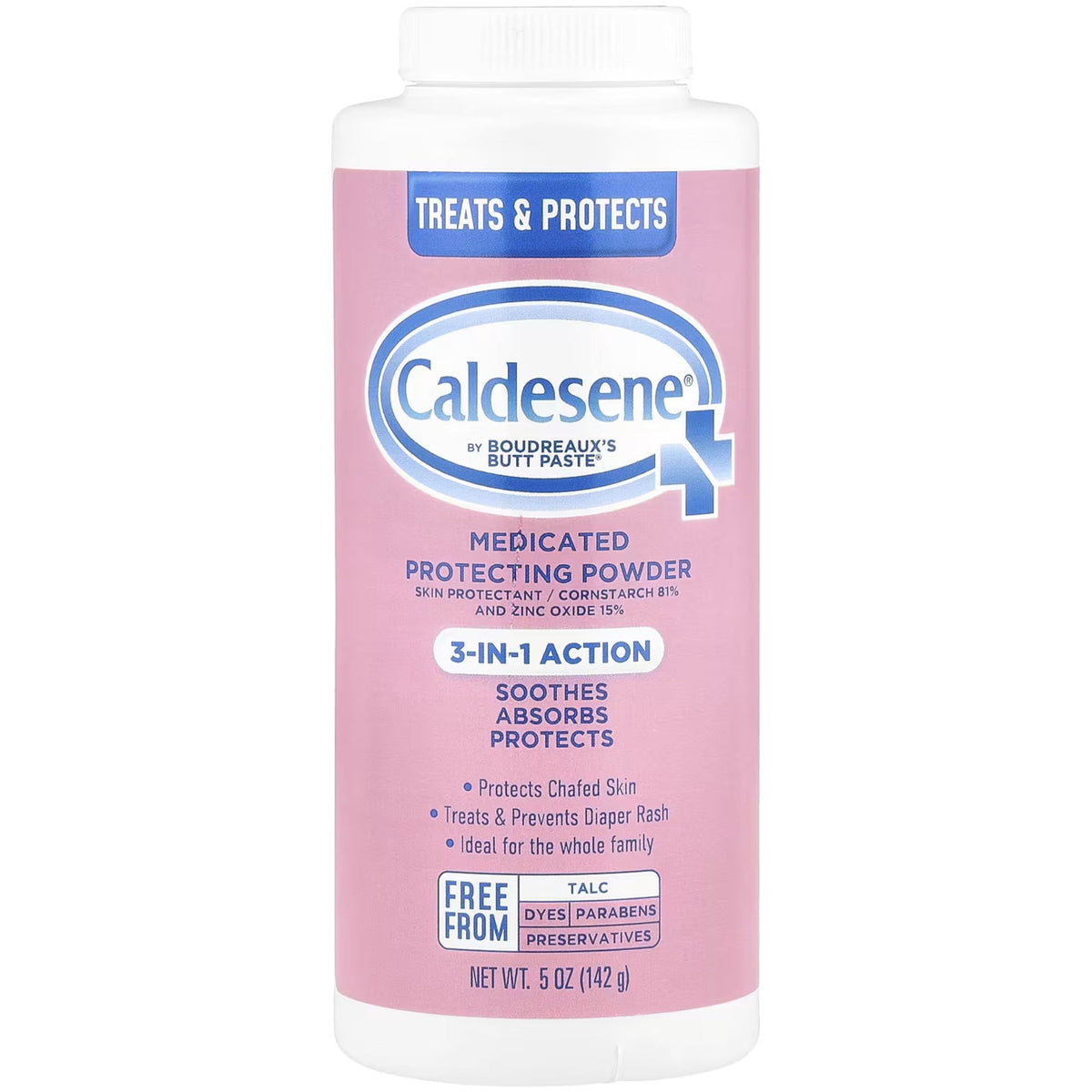 Caldesene frasco frontal mostrando diseño y tamaño, protección visible