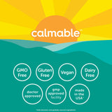 Calmable etiqueta con lista de ingredientes y certificación GMP clara