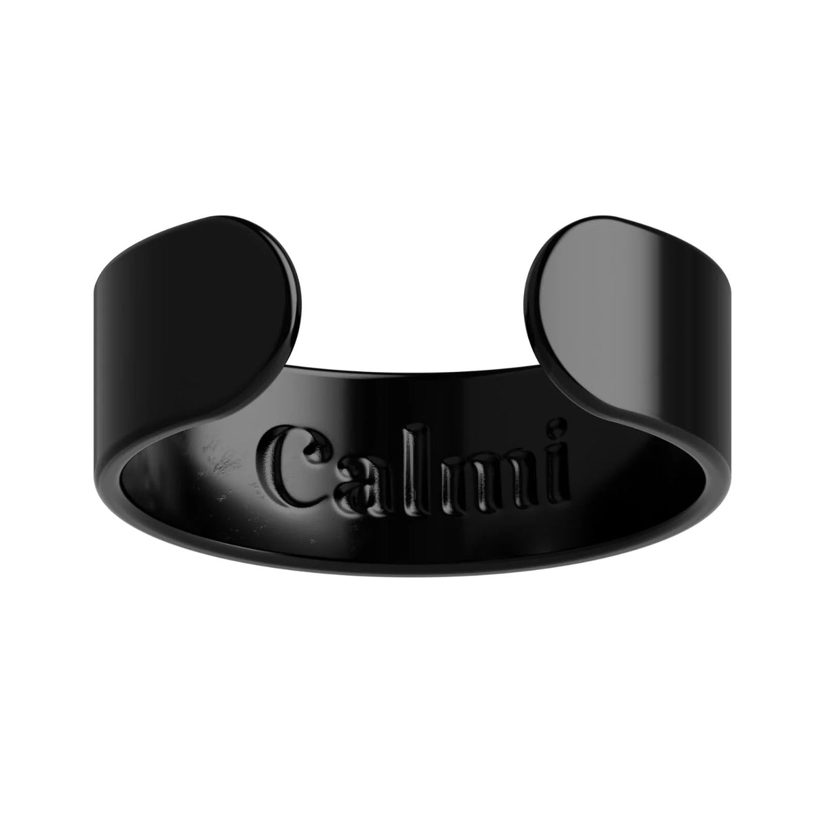 CALMI anillo frontal negro muestra diseño elegante y ajuste cómodo