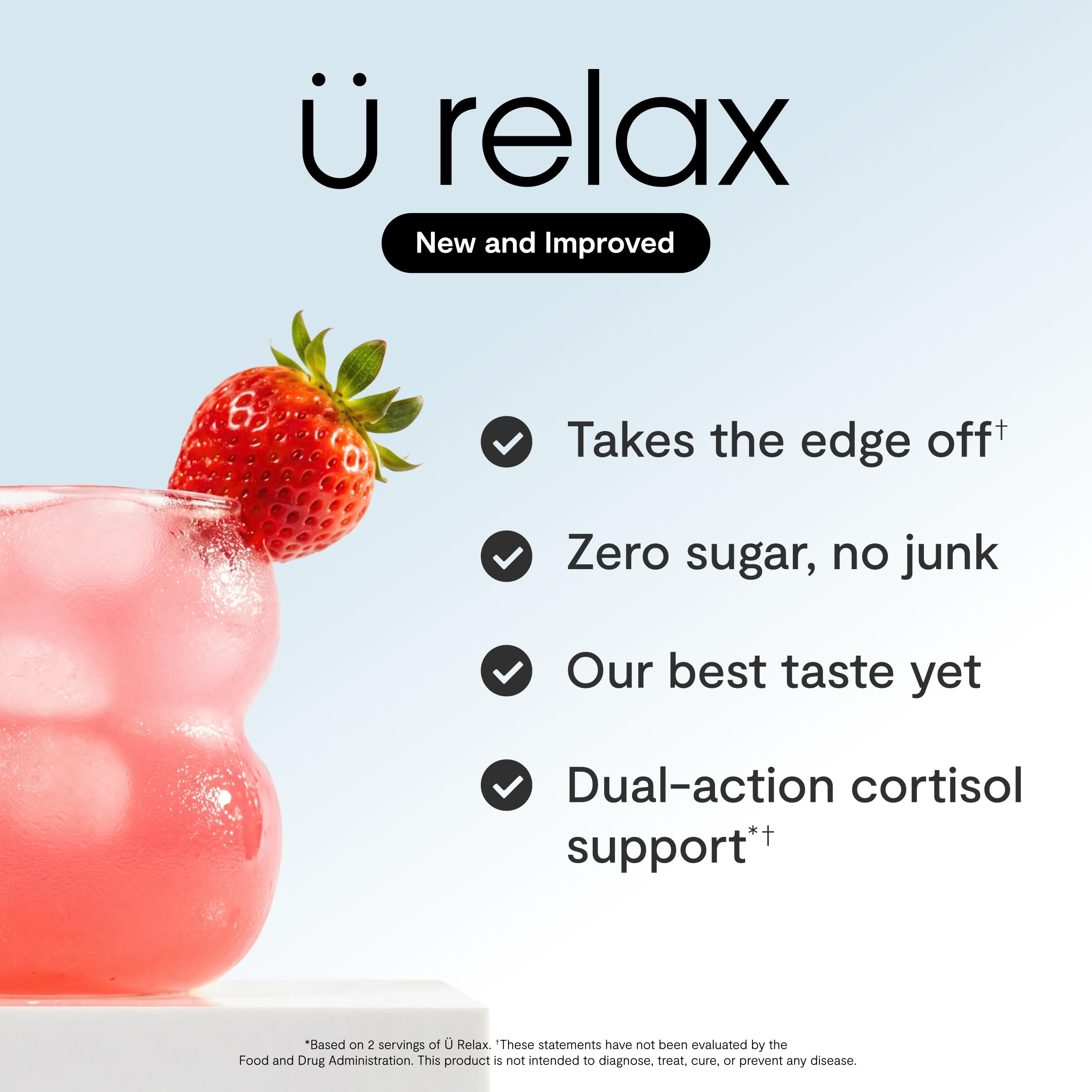 Calming Co. Ü Relax 2.0 sobre abierto junto a varios sobres listos para mezclar