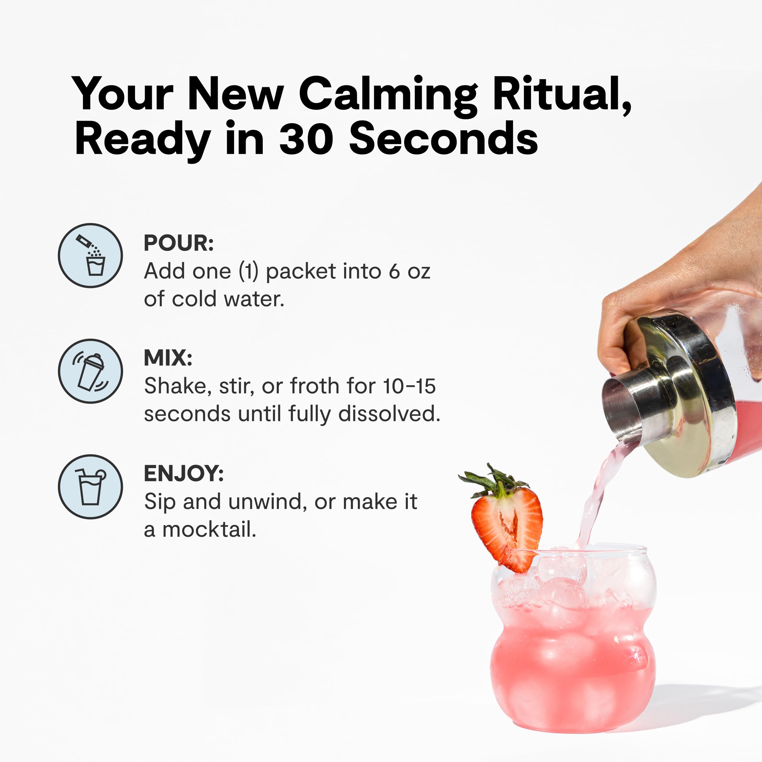 Calming Co. Ü Relax 2.0 vaso preparado con bebida mixed berry, refrescante y ligera
