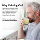 Calming Co. gotas de bebida limón-lima en vaso, color limpio y apetecible