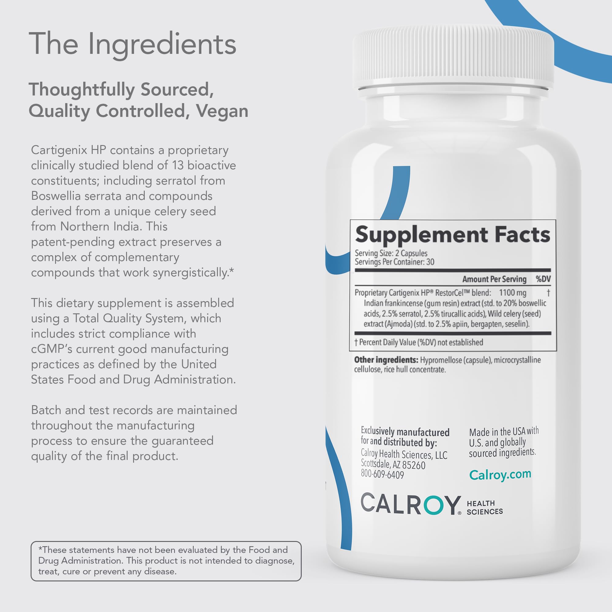 Calroy Cartigenix HP etiqueta de ingredientes mostrando transparencia y respaldo