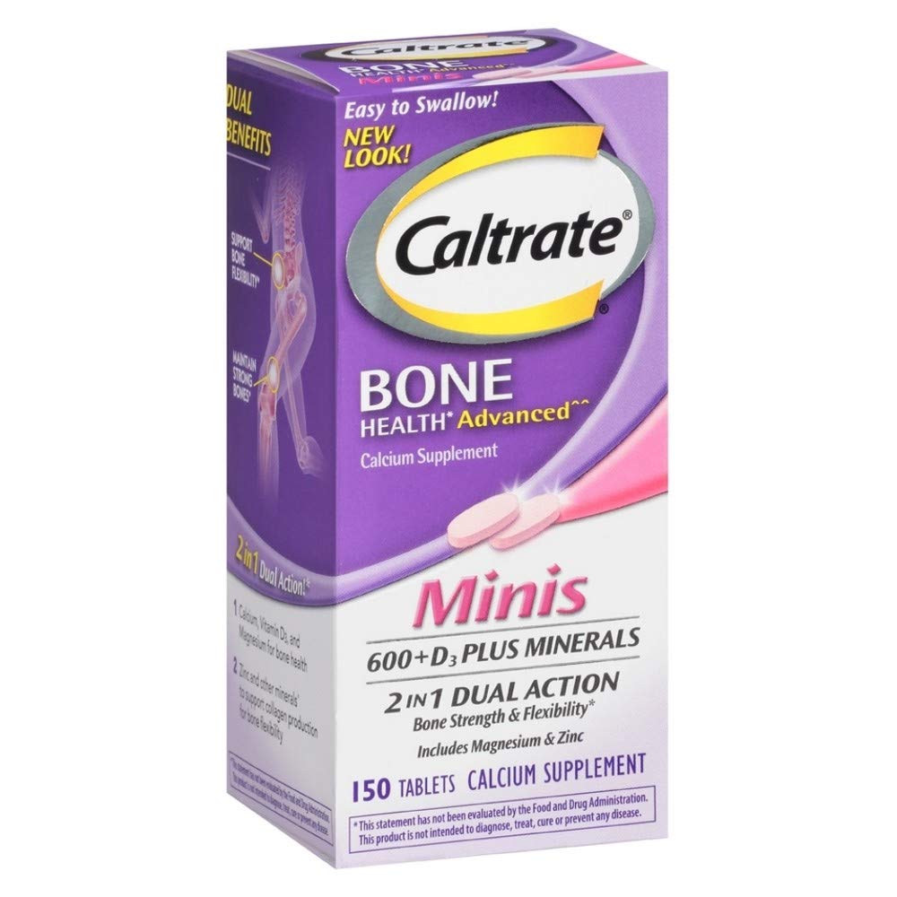 Caltrate mini tableta frontal muestra absorción de calcio y facilidad de ingesta