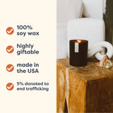 Calyan Wax Co. etiqueta legible que indica fragancia y origen americano