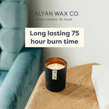 Calyan Wax Co. detalle de mecha de algodón para llama más limpia