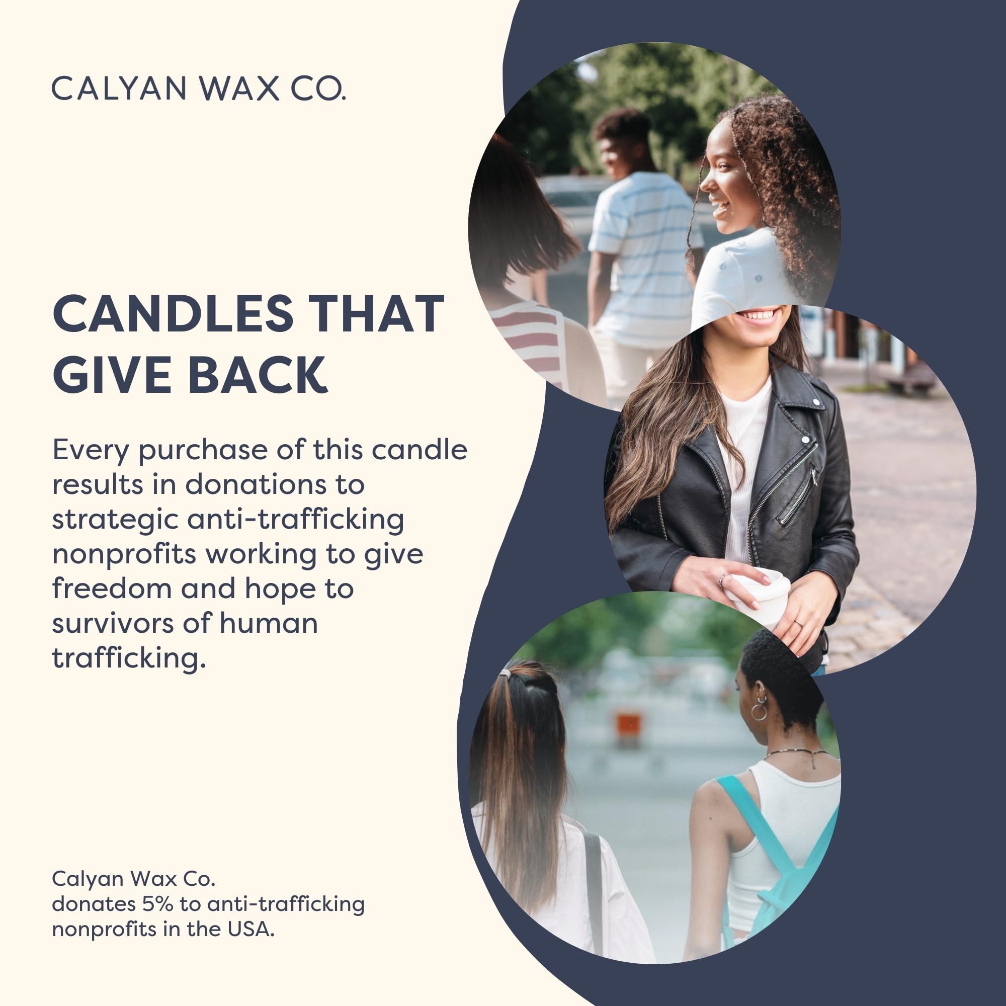 Calyan Wax Co. vela sostenida en mano mostrando escala y calidad