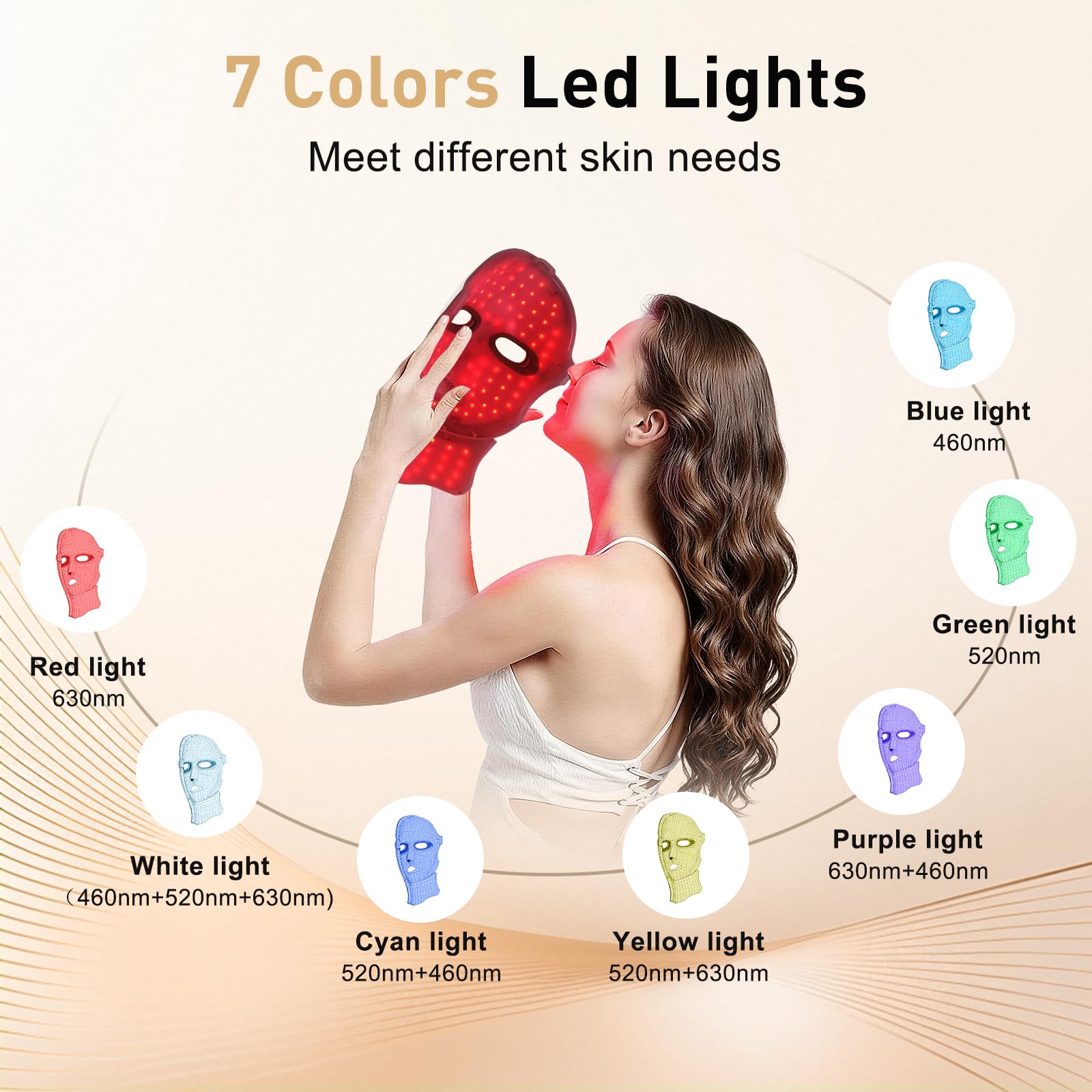 CAMLKE detalle de leds 630nm que mejora textura y tono
