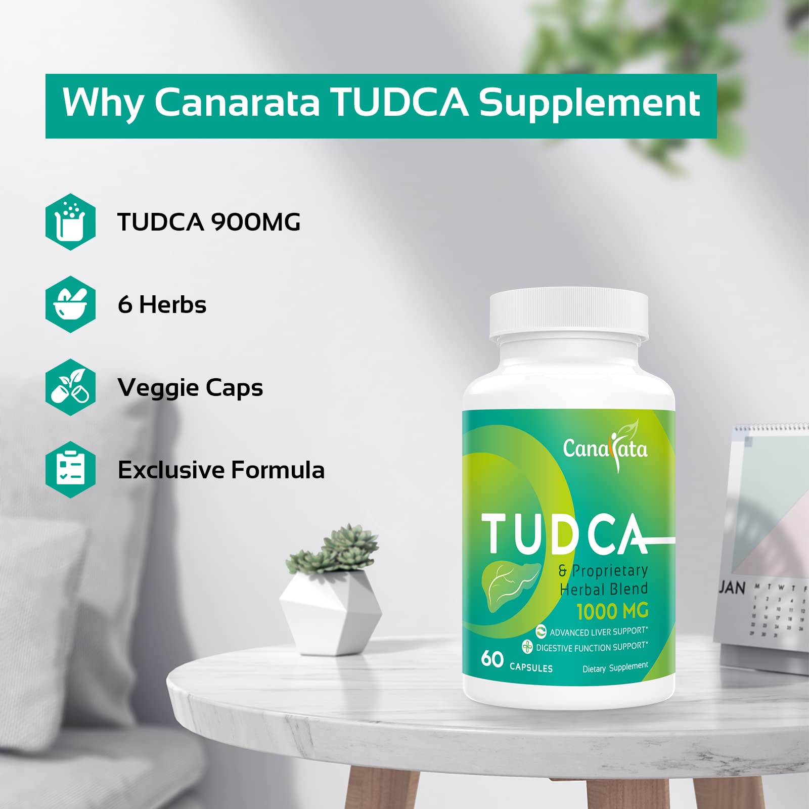 Canarata TUDCA envase junto a desayuno saludable sugiriendo integración en rutina